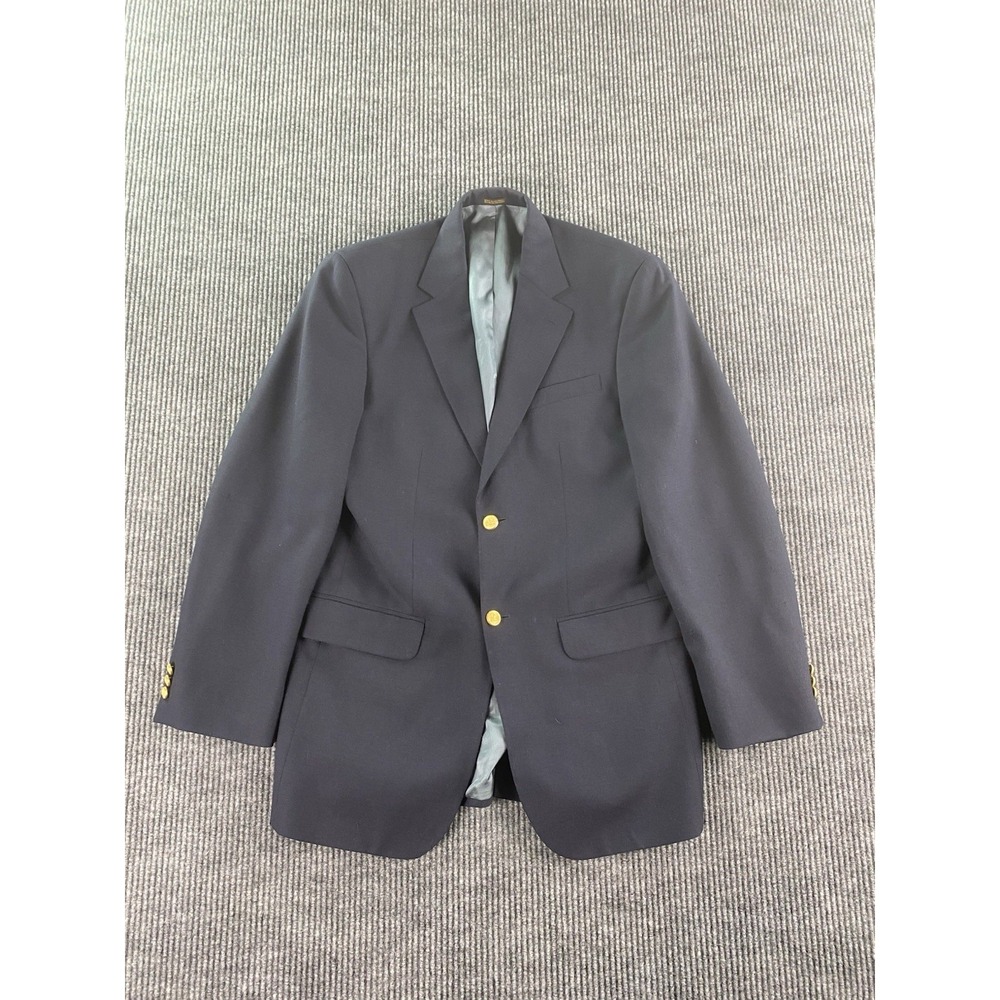 Vintage Stafford Blazer 38 L Blue Wool Premium University Golden Button Logo